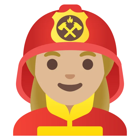 The woman firefighter: medium-light skin tone emoji.