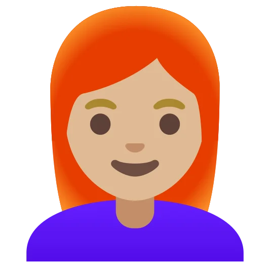 The woman: red hair: medium-light skin tone emoji.