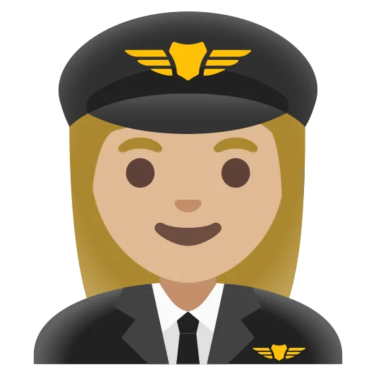 The woman pilot: medium-light skin tone emoji.