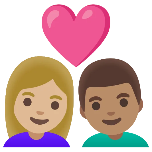 The couple with heart: woman, man: medium-light skin tone, medium skin tone emoji.