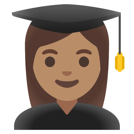 The woman student: medium skin tone emoji.