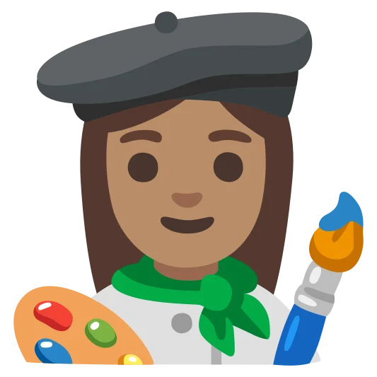 The woman artist: medium skin tone emoji.
