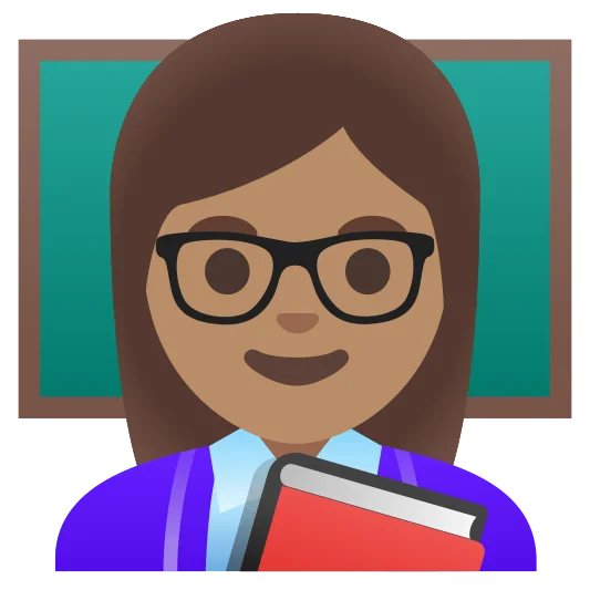 The woman teacher: medium skin tone emoji.