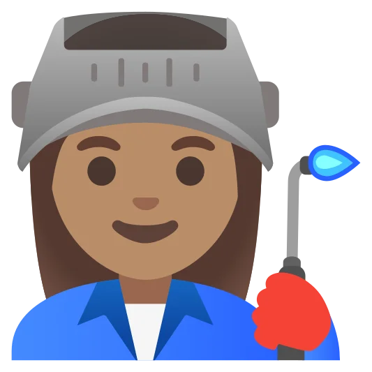 The woman factory worker: medium skin tone emoji.