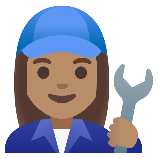 The woman mechanic: medium skin tone emoji.
