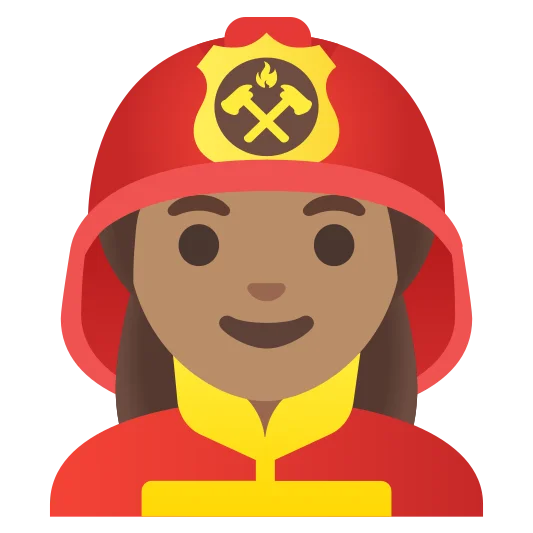 The woman firefighter: medium skin tone emoji.