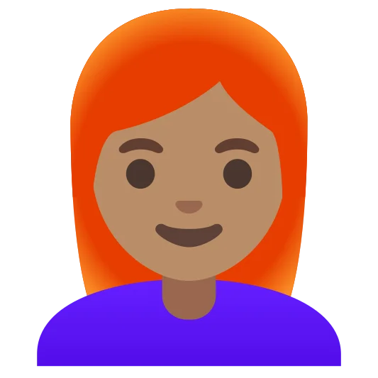 The woman: red hair: medium skin tone emoji.
