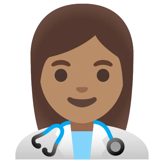 The woman health worker: medium skin tone emoji.