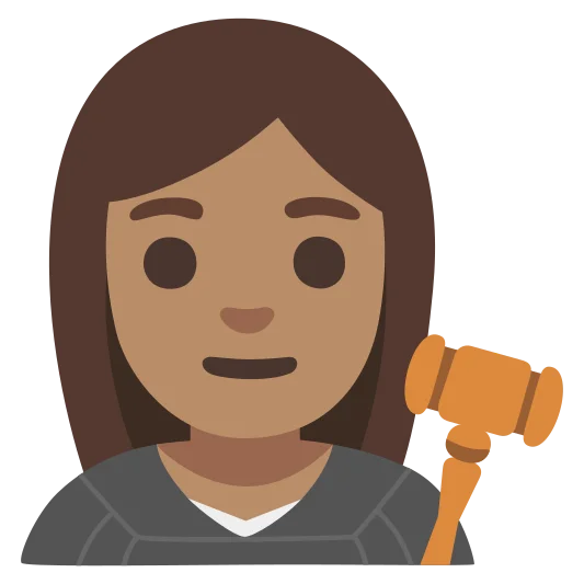 The woman judge: medium skin tone emoji.
