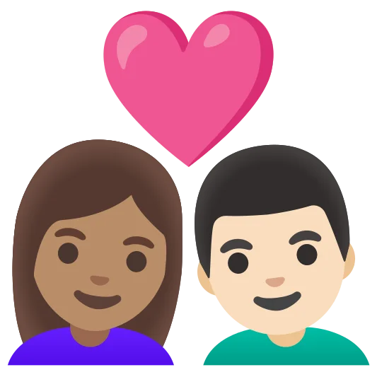 The couple with heart: woman, man: medium skin tone, light skin tone emoji.