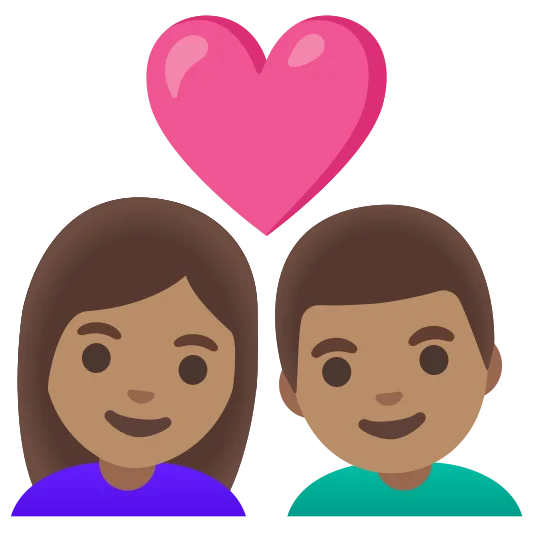 The couple with heart: woman, man: medium skin tone, medium skin tone emoji.
