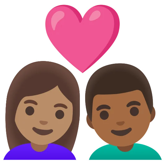 The couple with heart: woman, man: medium skin tone, medium-dark skin tone emoji.