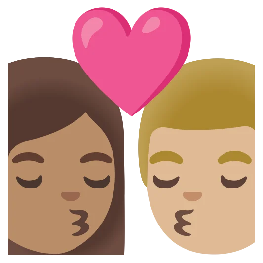 The kiss: woman, man: medium skin tone, medium-light skin tone emoji.
