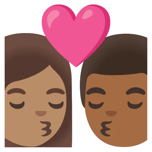 The kiss: woman, man: medium skin tone, medium-dark skin tone emoji.