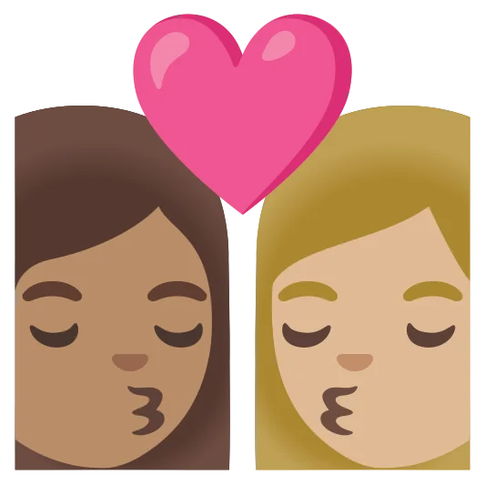The kiss: woman, woman: medium skin tone, medium-light skin tone emoji.