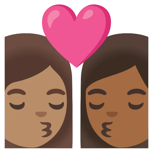 The kiss: woman, woman: medium skin tone, medium-dark skin tone emoji.