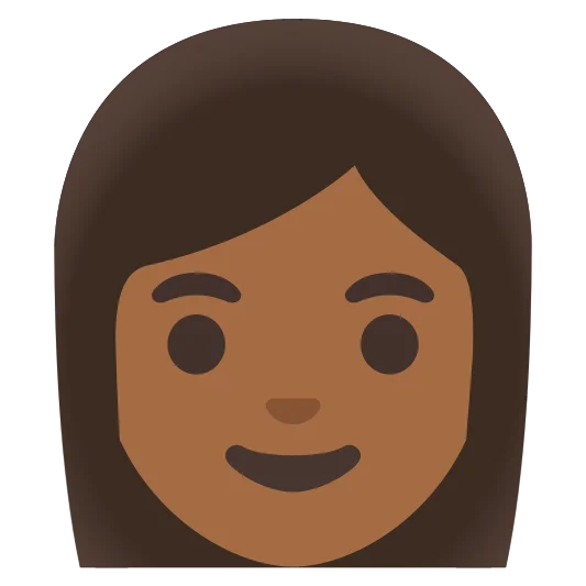 The woman: medium-dark skin tone emoji.
