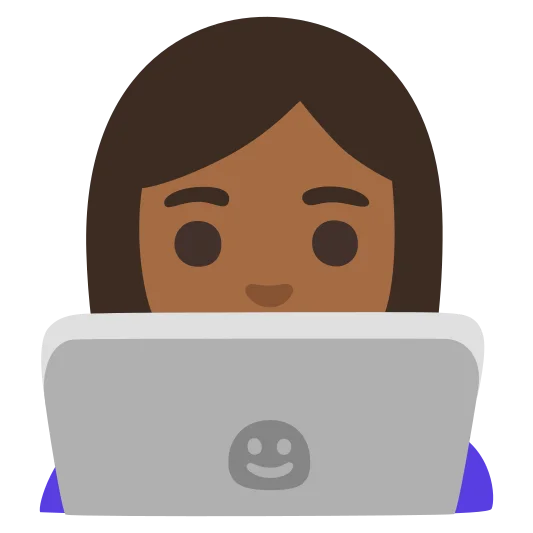 The woman technologist: medium-dark skin tone emoji.