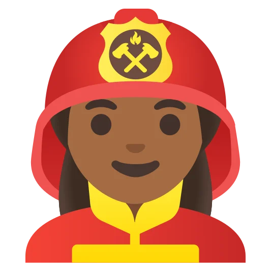 The woman firefighter: medium-dark skin tone emoji.