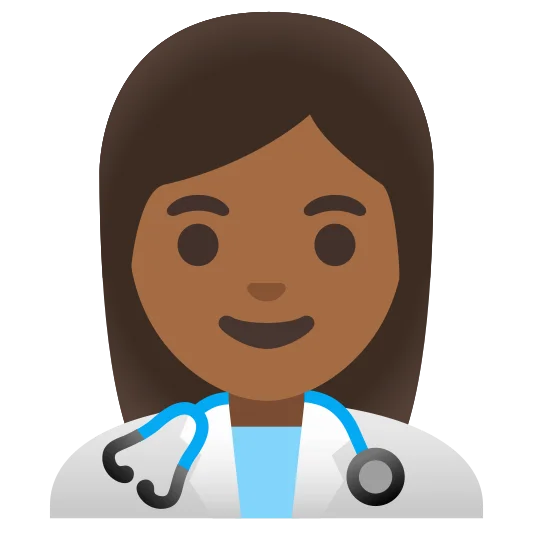 The woman health worker: medium-dark skin tone emoji.
