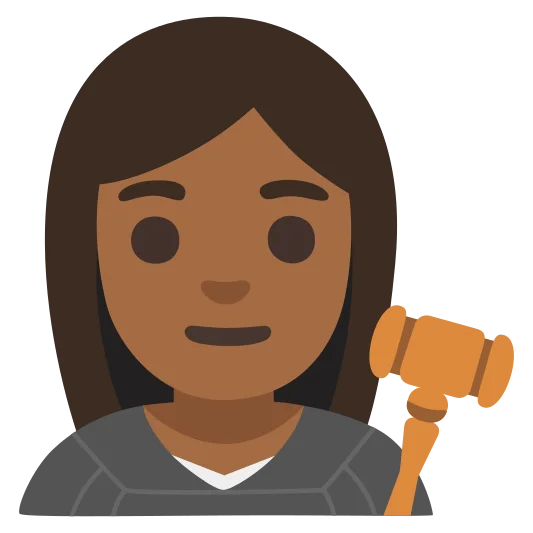 The woman judge: medium-dark skin tone emoji.