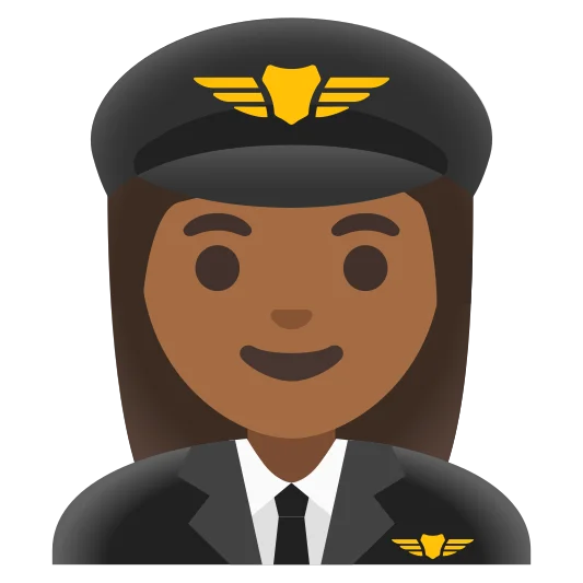 The woman pilot: medium-dark skin tone emoji.