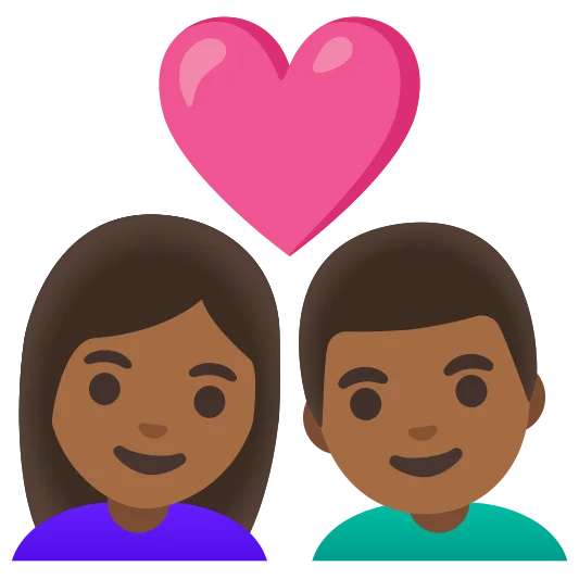The couple with heart: woman, man: medium-dark skin tone, medium-dark skin tone emoji.