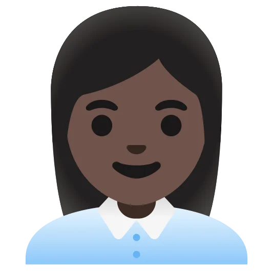 The woman office worker: dark skin tone emoji.