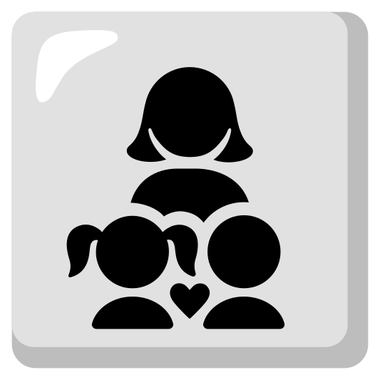 The family: woman, girl, boy emoji.