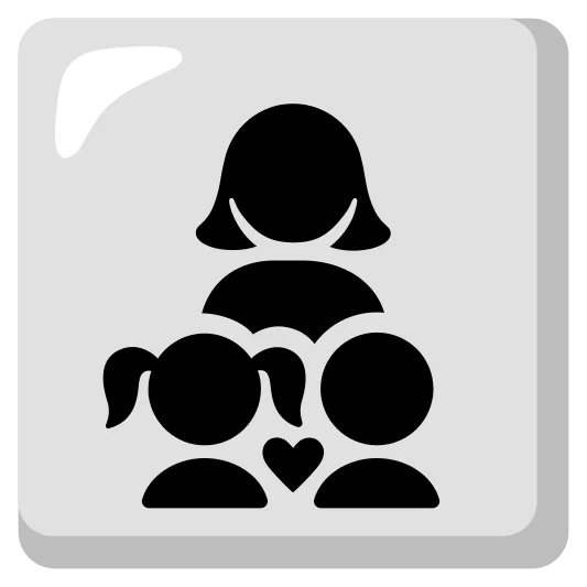 The family: woman, girl, boy emoji.