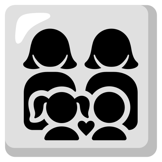 The family: woman, woman, girl, boy emoji.
