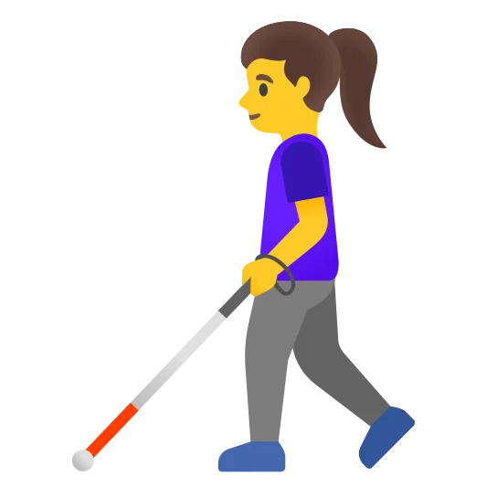 The woman with white cane emoji.