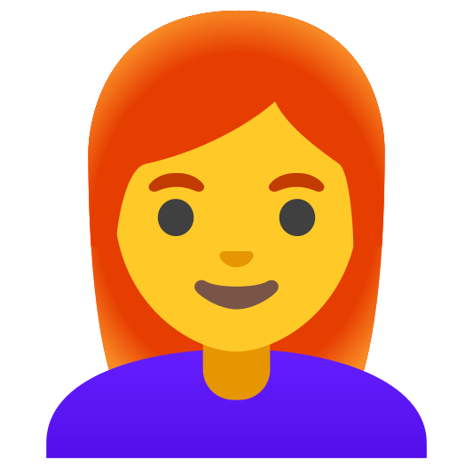 The woman: red hair emoji.