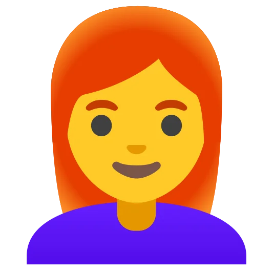 The woman: red hair emoji.