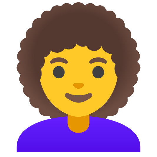 The woman: curly hair emoji.