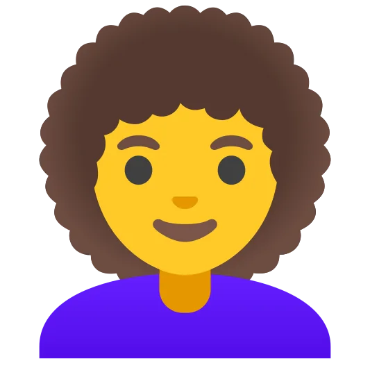 The woman: curly hair emoji.