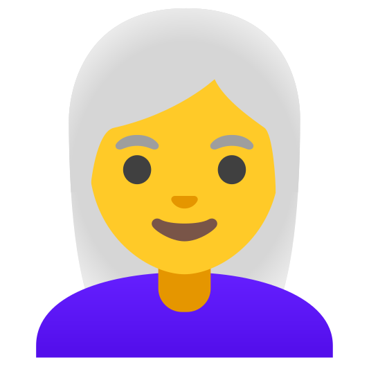 The woman: white hair emoji.