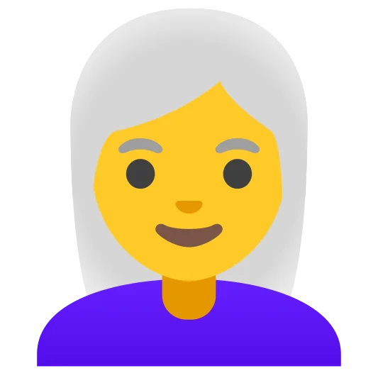 The woman: white hair emoji.