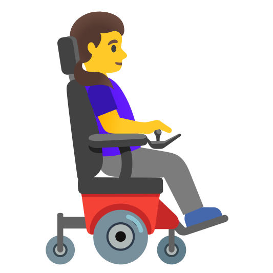 The woman in motorized wheelchair facing right emoji.
