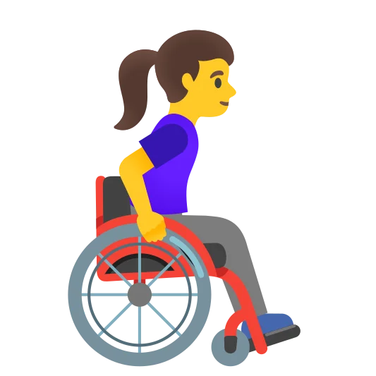 The woman in manual wheelchair facing right emoji.