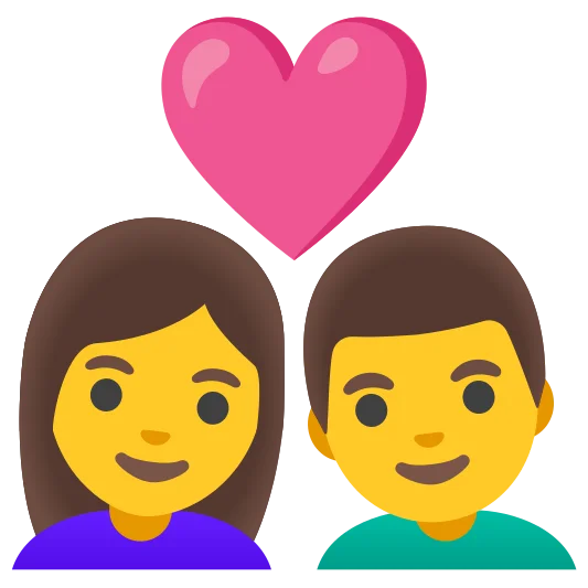 The couple with heart: woman, man emoji.