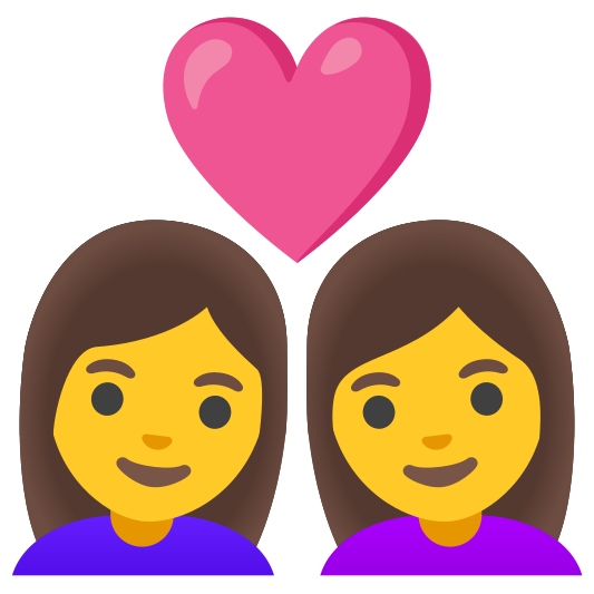 The couple with heart: woman, woman emoji.