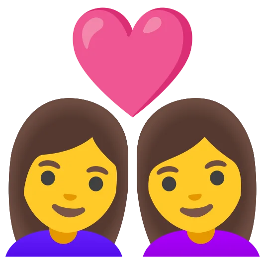 The couple with heart: woman, woman emoji.