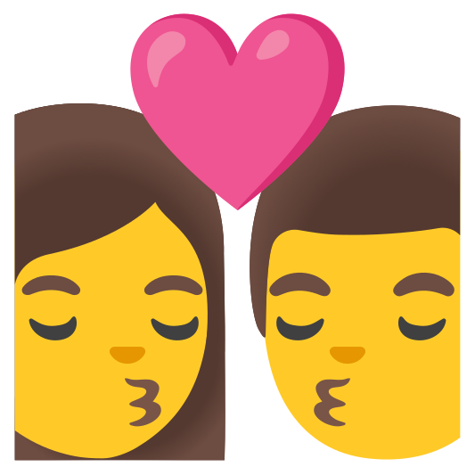 The kiss: woman, man emoji.