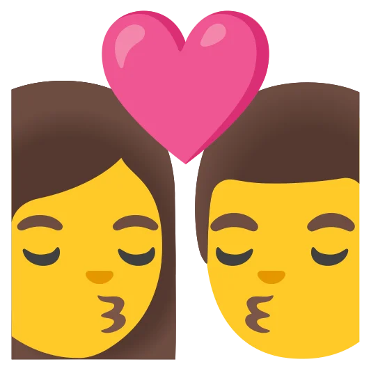 The kiss: woman, man emoji.
