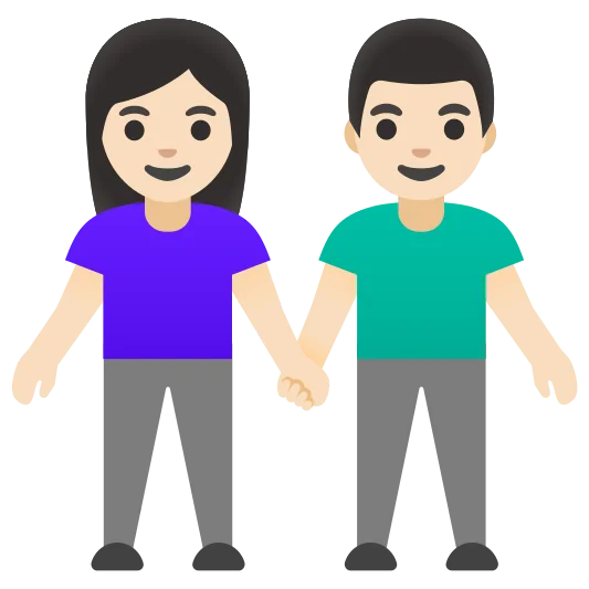 The woman and man holding hands: light skin tone emoji.