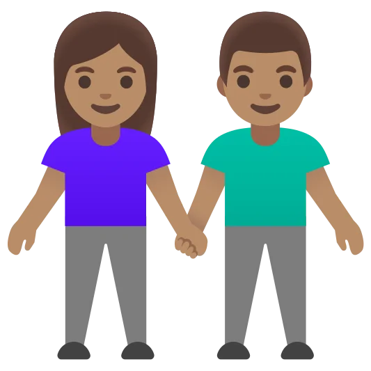 The woman and man holding hands: medium skin tone emoji.