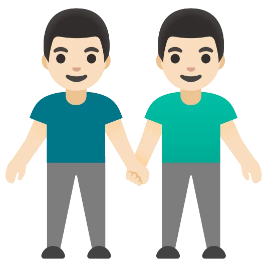 The men holding hands: light skin tone emoji.