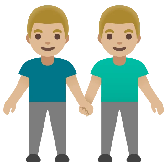 The men holding hands: medium-light skin tone emoji.