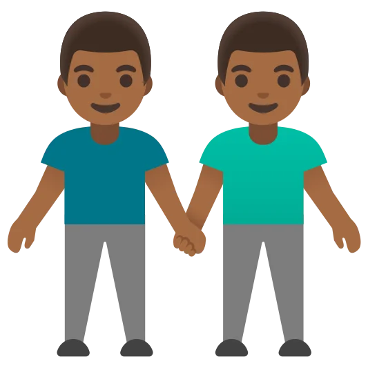 The men holding hands: medium-dark skin tone emoji.